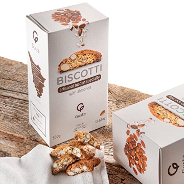 Gusta Authentic Almond Biscotti Cookies - All Natural Italian Treats