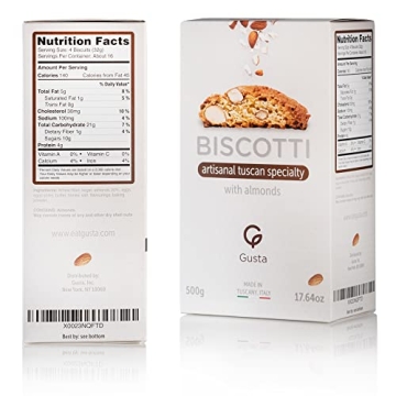 Gusta Authentic Almond Biscotti Cookies - All Natural Italian Treats