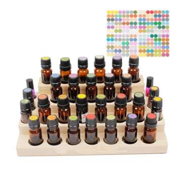 Pure Vie 4 Tier Essential Oil Bottles Wooden Storage Display Stand Travel Display Presentation Holde...