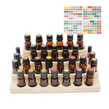 Pure Vie 4 Tier Essential Oil Bottles Wooden Storage Display Stand Travel Display Presentation Holde...