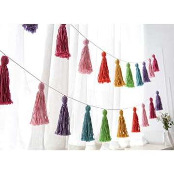 Mkono 2 Pack Cotton Tassel Garland Banner Colorful Birthday Decor Party Backdrop Christmas Boho Wall Hangings Decor for Bedroom, Nursery, Play Room, Baby Shower, Girls Room Decor, Birthday Gift