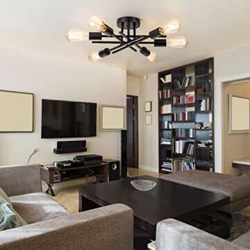 BrkNit Sputnik Chandeliers, Modern Semi Flush Mount Ceiling Light with E26 Base, Mid Century Industr...