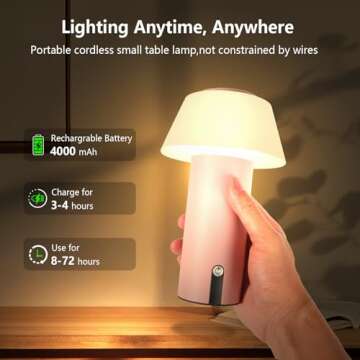 Gewiny Table Lamp for Indoor/Outdoor Lamp Waterproof Shower Lamp Battery Operated Cordless Lamp Port...