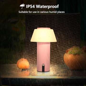 Gewiny Table Lamp for Indoor/Outdoor Lamp Waterproof Shower Lamp Battery Operated Cordless Lamp Portable Lamp Rechargeable Touch Dimming LED Lamp for Bedroom/Dinning/Patio(Pink)