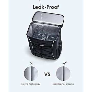 OlarHike Cooler Backpack with Reflective Strip, 30 Cans Insulated Waterproof Backpack Cooler Bag for Hiking, Camping, Picnic