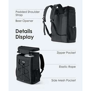 OlarHike Cooler Backpack with Reflective Strip, 30 Cans Insulated Waterproof Backpack Cooler Bag for Hiking, Camping, Picnic