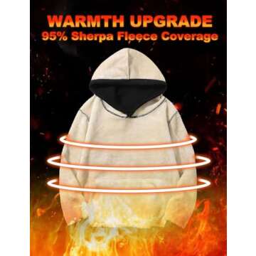 Flygo Men's Casual Fleece Sherpa Lined Hoodie Winter Warm Pullover Hooded Sweatshirt(Grey-M)
