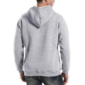 Flygo Men's Casual Fleece Sherpa Lined Hoodie Winter Warm Pullover Hooded Sweatshirt(Grey-M)