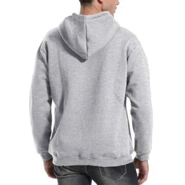 Flygo Men's Casual Fleece Sherpa Lined Hoodie Winter Warm Pullover Hooded Sweatshirt(Grey-M)