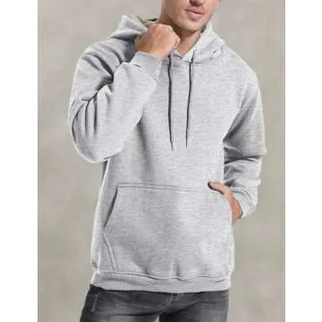 Flygo Men's Casual Fleece Sherpa Lined Hoodie Winter Warm Pullover Hooded Sweatshirt(Grey-M)