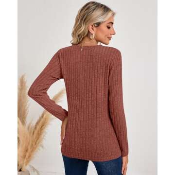 Huukeay 3 Pack Women's Long Sleeve Sweaters, Lightweight Crew Neck Shirts Regular Fit Tunic Tops Casual Solid Color Pullover(Small,Black, Caramel, Green)