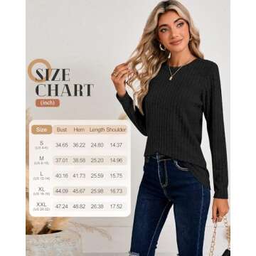 Huukeay 3 Pack Women's Long Sleeve Sweaters, Lightweight Crew Neck Shirts Regular Fit Tunic Tops Casual Solid Color Pullover(Small,Black, Caramel, Green)