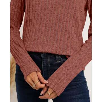 Huukeay 3 Pack Women's Long Sleeve Sweaters, Lightweight Crew Neck Shirts Regular Fit Tunic Tops Casual Solid Color Pullover(Small,Black, Caramel, Green)