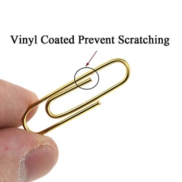 Gold Vinyl-Coated Paperclips for Organizing Documents