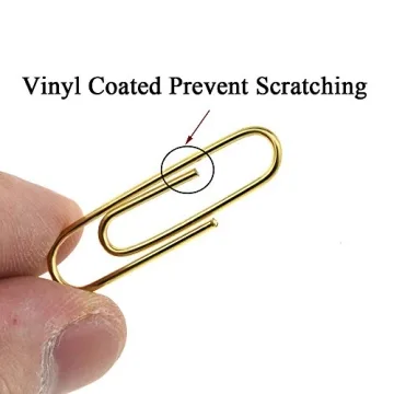 Gold Vinyl-Coated Paperclips for Organizing Documents