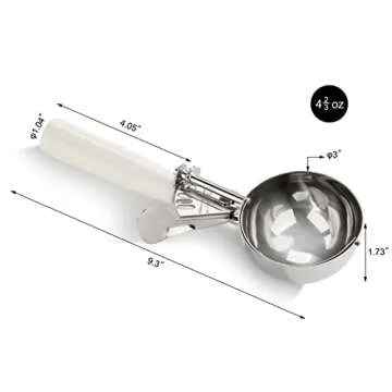 New Star Foodservice 34745 Commercial-Grade Thumb Press Food Disher/Ice Cream Scoop, 18/8 Stainless ...