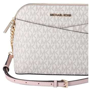 Michael Kors Jet Set Medium Crossbody Leather Handbag (Powder Blush)