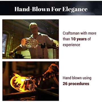 KOIOS Classy Champagne Flutes Glass- Hand Blown Crystal Champagne Glasses Made from 100% Lead Free Premium Crystal Glass, Perfect for Gift, 10", 7 Oz, Set of 2, Clear