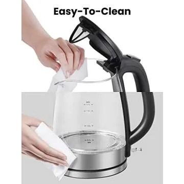 COMFEE' Glass Electric Tea Kettle & Hot Water Kettle Electric, 1.7L Electric Kettle with LED Indicator, 1500W Fast Boil, Auto Shut-Off and Boil-Dry Protection