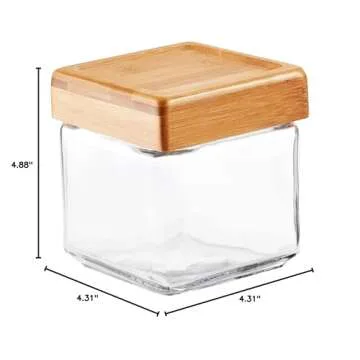 Anchor Hocking Stackable Glass Jars with Bamboo Lids