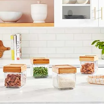 Anchor Hocking Stackable Glass Jars with Bamboo Lids