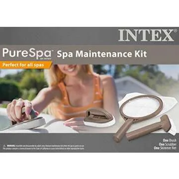 Intex PureSpa Hot Tub and Spa Maintenance Accessory Kit with Curved Brush, Mesh Net Skimmer, and Scrubber for Inflatable PureSpa Home Hot Tubs