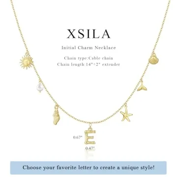 XSILA Gold Charm Initial Necklace for Women Gift