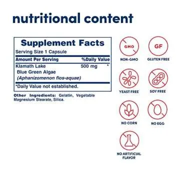 American Health Klamath Shores Blue Green Algae Capsules - Pesticide-Free Superfood Supplement with ...