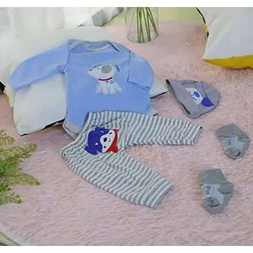MAIHAO Reborn Baby Doll Clothes for 17-22 Inch Newborn Baby Doll Boy, Baby Doll Clothes Outfit Accessories fit 17-22 Inch Baby Doll Boy【Puppy Pattern 4pcs Set 】