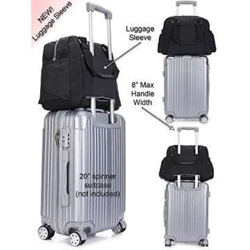 Lily & Drew Nylon Travel Tote Cross-body Carry On Bag with shoulder strap (Black)