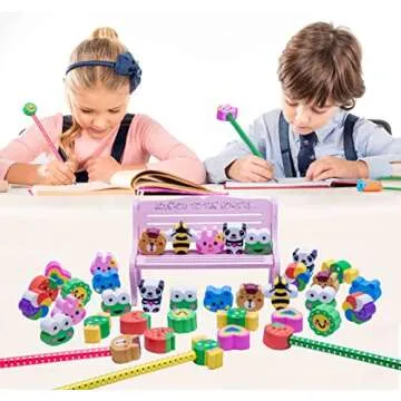 XANADU 35 PCS Cute Pencil Erasers for Kids' School Supplies