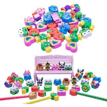 XANADU 35 PCS Pencil Top Erasers, Animal Pencil Erasers Toppers, Cute Heart Cap Erasers for Kids Back to School, Classroom Prize
