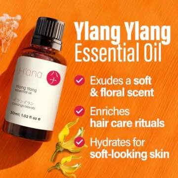 H'ana Ylang-Ylang Essential Oil for Diffuser - 100% Natural Ylang Ylang Essential Oil for Skin - Ylang Ylang Oil for Hair & Aromatherapy (1 fl oz)