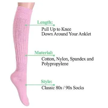 sockfun Novelty Slouch Socks for Women Girls - Retro Pink Scrunchie Style