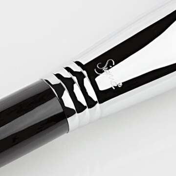 Sigma E65 - Small Angle Makeup Brush - Use for Winged Eyes or as Brow Brush - Precision Angled Brush for Gel or Powder Products - Create Precise Lines & Strokes - Chrome