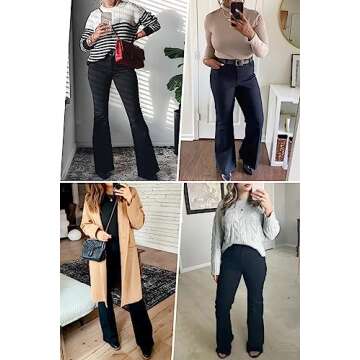 KDF Women's Black Bell Bottom Jeans for Women High Waisted Flare Bootcut Stretch Plus Size Slimming Bell Bottom Pants for Women, 8, Black