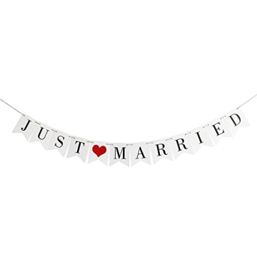 Vintage Just Married Banner for Wedding Decor and Photos