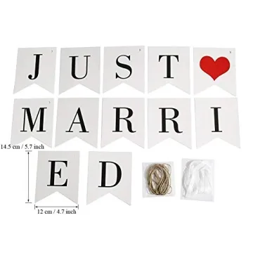 Vintage Just Married Banner for Wedding Decor and Photos