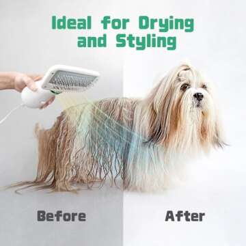 Pet Hair Dryer, 2-in-1 Dog Hair Brush Dryer With Slicker Brush, 300W Pet Grooming Dryer for Small an...