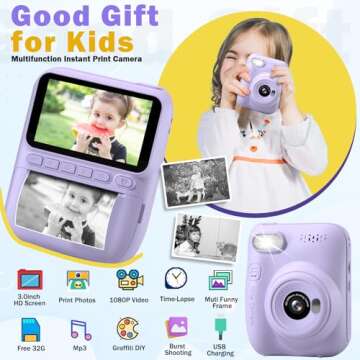Hangrui Kids Camera Instant Print - Toddler Camera for Creative Exploration Ideal Kids Digital Camer...
