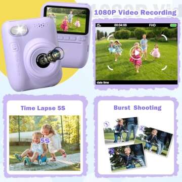 Hangrui Kids Camera Instant Print - Toddler Camera for Creative Exploration Ideal Kids Digital Camera, Birthday Gift for 3-12 Year Old Girls Boys, Fun Toy for Ages 3-12 with 32GB Card