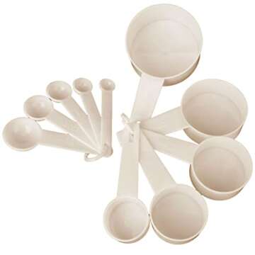 10 Pc Wheat Straw Measuring Spoons Cups Set Kitchen Utensil Cooking Baking Tool, Beige