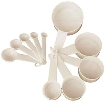 10 Pc Wheat Straw Measuring Spoons Cups Set Kitchen Utensil Cooking Baking Tool, Beige