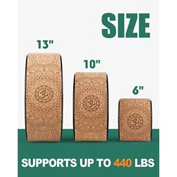 Daspom Yoga Wheel Cork, Stretching Back Roller for Improving Mobility, Non-Slip Yoga Circle Wheel for Backbends Pain Relief Massages Muscle Pilates Relaxation Balance with Resistance Bands and Bag