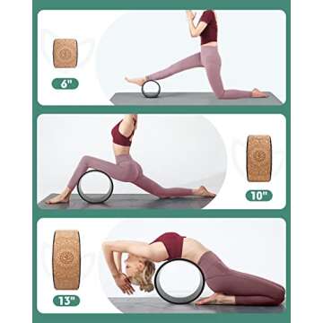 Daspom Yoga Wheel Cork, Stretching Back Roller for Improving Mobility, Non-Slip Yoga Circle Wheel for Backbends Pain Relief Massages Muscle Pilates Relaxation Balance with Resistance Bands and Bag