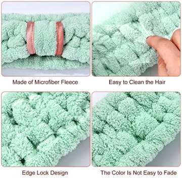 WILLBOND 4 Pack Microfiber Headbands Spa Facial Headbands Makeup Head bands Elastic Terry Cloth Head Wrap for Women Girls Washing Face Makeup Shower Yoga Sports(Pink, Green, White and Grey)
