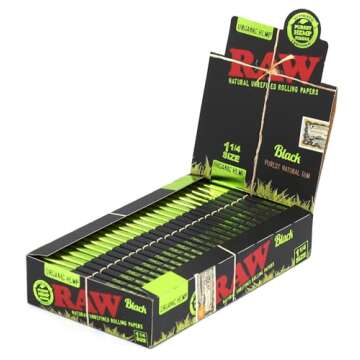 1 box - RAW Black Organic size 1 1/4 (78mm) rolling paper - 1200 papers