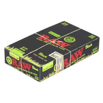 1 box - RAW Black Organic size 1 1/4 (78mm) rolling paper - 1200 papers