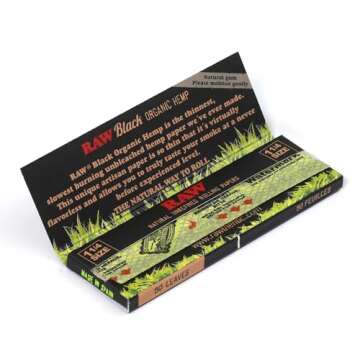 1 box - RAW Black Organic size 1 1/4 (78mm) rolling paper - 1200 papers