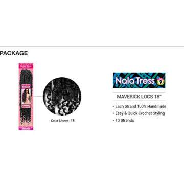 Janet Collection Nala Tress MAVERICK LOCS Crochet Braid 18 (1B (Off Black))